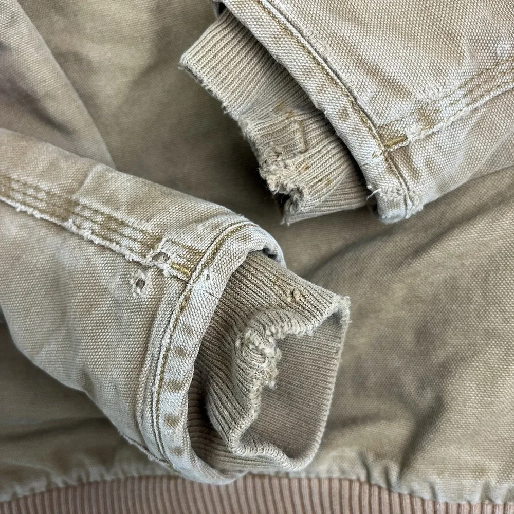 Carhartt‎ Canvas Quilted Lined Jacket Tan Brown Distressed Kids Small